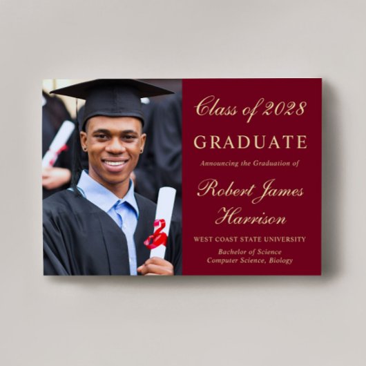 Elegant Photo College Bourgogne Goud Afstuderen Aankondiging