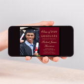 Elegant Photo College Burgundy Graduparty Kaart