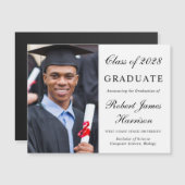 Elegant Photo College Graduation Magnetic Kaart Magnetische Uitnodiging (Voorkant / Achterkant)