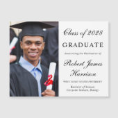 Elegant Photo College Graduation Magnetic Kaart Magnetische Uitnodiging (Voorkant)