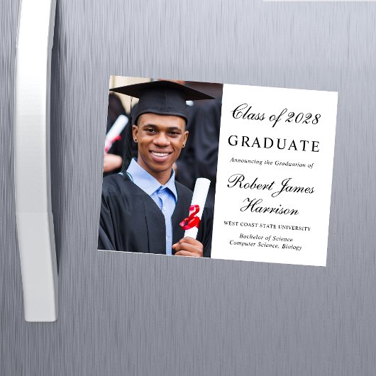 Elegant Photo College Graduation Magnetic Kaart Magnetische Uitnodiging