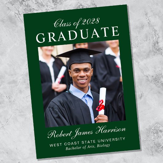 Elegant Photo College Green Afstuderen Aankondiging