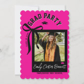 Elegant Photo Coquette Black Pink Bow Graduation Kaart (Voorkant)