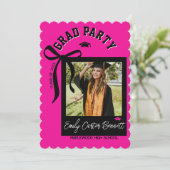 Elegant Photo Coquette Black Pink Bow Graduation Kaart (Staand voorkant)