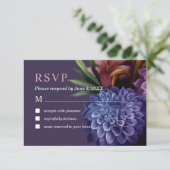 Elegant Photo Dahlia Minimalist Wedding RSVP Kaart (Staand voorkant)