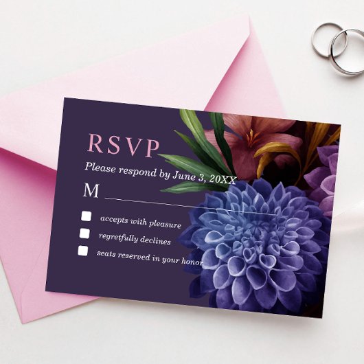 Elegant Photo Dahlia Minimalist Wedding RSVP Kaart