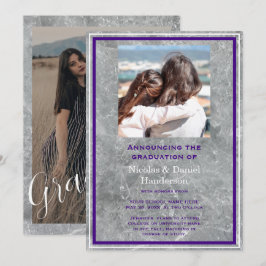 Elegant photo double graduation Announcement Kaart