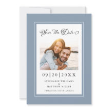 Elegant Photo Dusty Blue Save the Date Verloving