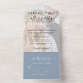 Elegant Photo Dusty Blue Wedding Reception All In One Uitnodiging (Binnen)