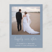 Elegant Photo Dusty Blue Wedding Reception Uitnodiging Briefkaart (Voorkant)
