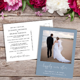 Elegant Photo Dusty Blue Wedding Reception Uitnodiging Briefkaart