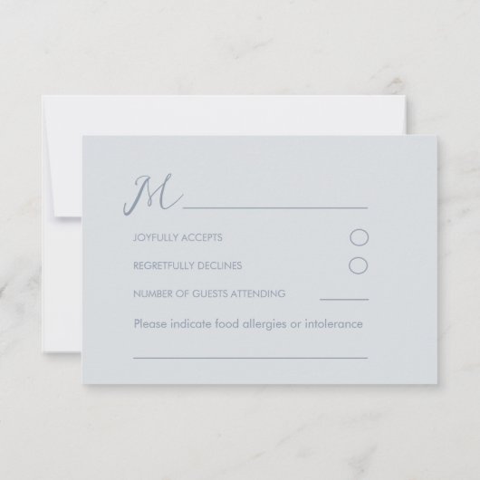 Elegant Photo Dusty Blue Wedding RSVP Kaartje (Achterkant)
