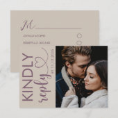 Elegant Photo Dusty Roos & Beige Wedding RSVP Kaartje (Voorkant / Achterkant)