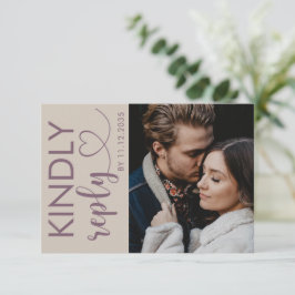 Elegant Photo Dusty Roos & Beige Wedding RSVP Kaartje