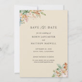 Elegant Photo Earthy Blooms en Beige Wedding Save The Date (Achterkant)