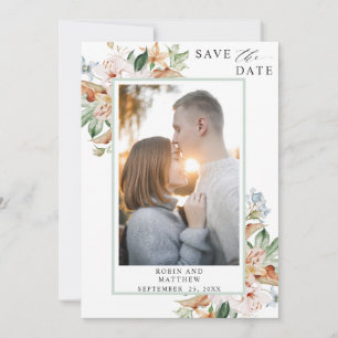 Elegant Photo Earthy Blooms en Green Wedding Save The Date
