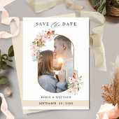 Elegant Photo Earthy Blooms met beige Weddenschap Save The Date