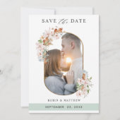 Elegant Photo Earthy Blooms met Green Wedding Save The Date (Voorkant)
