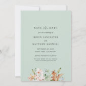 Elegant Photo Earthy Blooms met Green Wedding Save The Date (Achterkant)