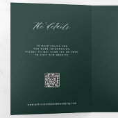 Elegant photo emerald green wedding RSVP detail QR Drieluik Uitnodiging (Binnenzijde eerst)