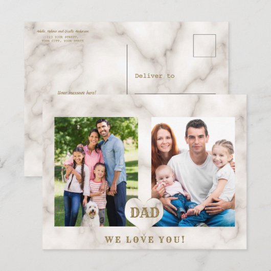 Elegant Photo Family Collage Vaderdag Briefkaart (Voorkant / Achterkant)