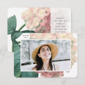 Elegant Photo Floral Senior College Afstudeerder Bedankkaart (Voorkant / Achterkant)