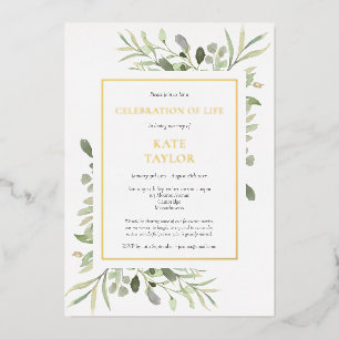 Elegant Photo Funeral Celebration of Life Gold Folie Uitnodiging