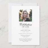 Elegant Photo Funeral Celebration of Life Kaart (Voorkant)