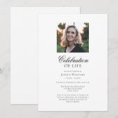 Elegant Photo Funeral Celebration of Life Kaart (Voorkant / Achterkant)