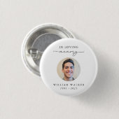 Elegant Photo Funeral Memorial In Loving Memory Ronde Button 3,2 Cm (Voorkant /achterkant)