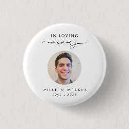 Elegant Photo Funeral Memorial In Loving Memory Ronde Button 3,2 Cm