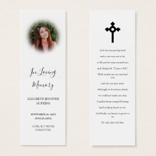 Elegant Photo Funeral Memorial Poem Bladwijzer Car Mini Visitekaartjes