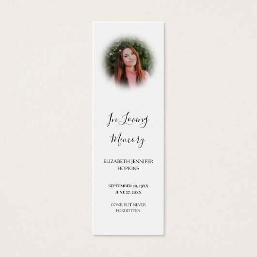 Elegant Photo Funeral Memorial Poem Bladwijzer Car Mini Visitekaartjes (Voorkant)