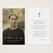 Elegant Photo Funeral Memorial Prayer Card Visitekaartje (Voorkant /achterkant)