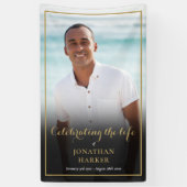 Elegant Photo Funeral Memorial Service Spandoek (Verticaal)