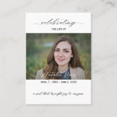 Elegant Photo Funeral Prayer Kaart Visitekaartje (Voorkant)