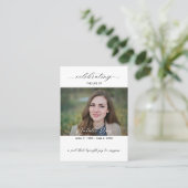 Elegant Photo Funeral Prayer Kaart Visitekaartje (Staand voorkant)