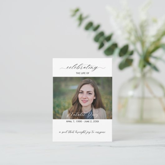 Elegant Photo Funeral Prayer Kaart Visitekaartje (Staand voorkant)