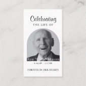 Elegant Photo Funeral Prayer Kaart Visitekaartje (Voorkant)