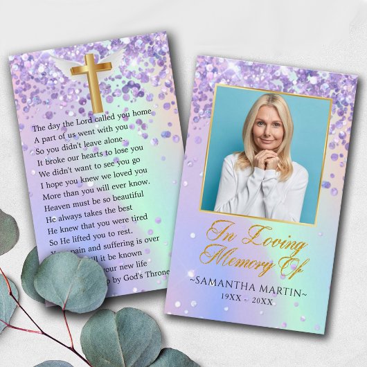 Elegant Photo Funeral Prayer Kaart Visitekaartje