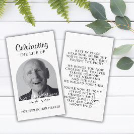 Elegant Photo Funeral Prayer Kaart Visitekaartje