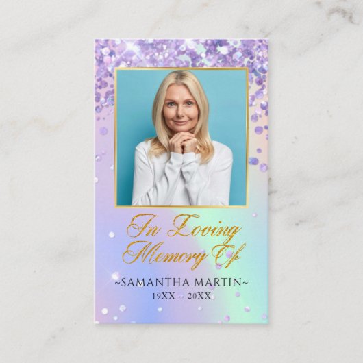 Elegant Photo Funeral Prayer Kaart Visitekaartje (Voorkant)