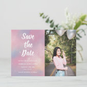 Elegant Photo Galaxy Quinceanera Save the Date (Staand voorkant)