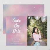 Elegant Photo Galaxy Quinceanera Save the Date (Voorkant / Achterkant)
