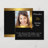 Elegant Photo Gold Black Ballon 21e verjaardag Kaart (Voorkant / Achterkant)