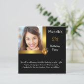 Elegant Photo Gold Black Ballon 21e verjaardag Kaart (Staand voorkant)