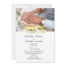 Elegant Photo Gold Colored Simple Weddenite Invite