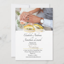 Elegant Photo Gold Colored Simple Weddenite Invite Kaart