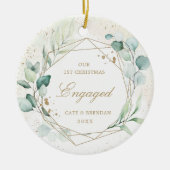 Elegant Photo Gold Geometric Eucalyptus Engagement Keramisch Ornament (Voorkant)