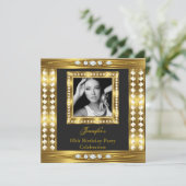 Elegant Photo Gold Glam Diamond Black Birthday Kaart (Staand voorkant)